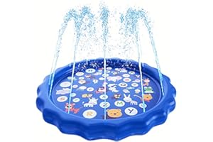 KUGGTY Splash Pad Sprinkler/Play Mat for Kids, Outdoor Water Toys Inflatable for Baby Toddler Boys Girls Children,Summer Funny Toys for Dogs and Toddlers Age Blue (100cm/39.4in)
