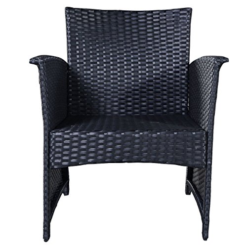 4tlg Poly Ratten Gartengarnitur Gartenmöbel Rattanmöbel Lounge Sitzgruppe Sofa Garten Set mit Glastisch Lounge Set Ratten Lounge Polyrattan Schwarz