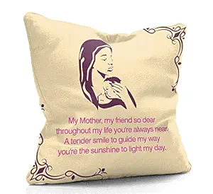 DreamVio Filled Cushion, Pillow for World's Best Mom,Pyari Mumma,Mummy,Gifts for Mom,Grandma on Birthday's & Mother's Day Color : Cream Size : 12 x 12 Inch Design 65