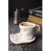Mithra Life 2 Pieces 110 ML Face Shaped Ceramic White Turkish Coffee Cup Set MIT1080