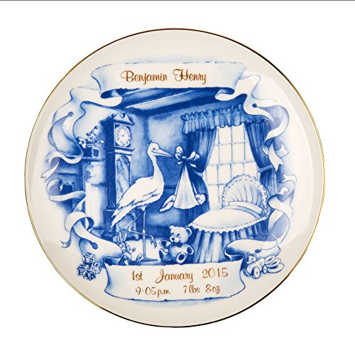 Delft Style Personalised Baby Birth Plate, Baby Name Plates
