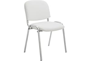 ‎CLP CLP Stapelstuhl Ken I Konferenzstuhl Mit Kunstleder-Bezug I Metall In Chrom-Optik, Farbe:weiß