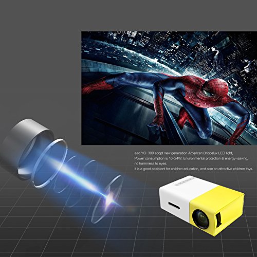 Beweglicher Miniprojektor, HuiHeng Multimedia LED Projektor Unterstützungs SD / AV / USB / HDMI Eingang für Video Film Spiel Unterhaltung Hauptkino Theater Projektor mit Fernsteuerungs und eingebauter Lithium Batterie - 6