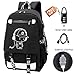 Produktbild Schultasche,Rucksack Sports Schultasche Leisure Rucksack Luminous Rucksack mit USB Charger Port Student Backpack für Mädchen Jungen & Kinder Damen Herren Jugendliche(Kinder Schulrucksack Schwarz)