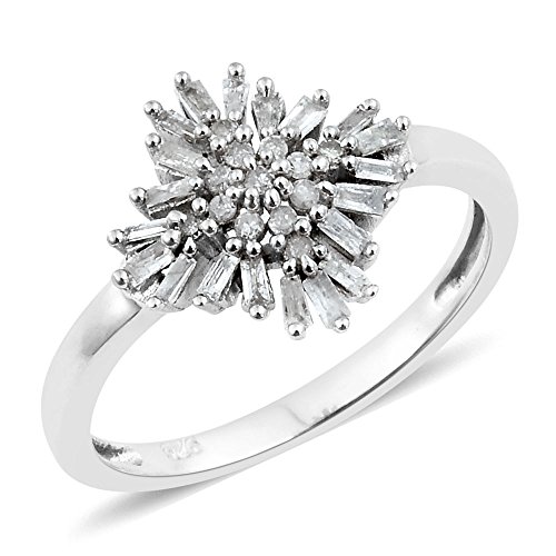 Firecracker Diamond Ring in Platinum Overlay Sterling Silver 0.330 Ct
