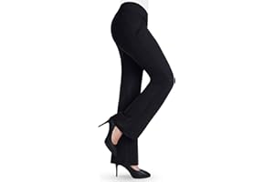 Bamans Pantalon de Yoga Femme Bootcut Pantalons avec Poches Taille Haute Push Up Elastique Pants pour Fitness Jogging Sport Décontracté