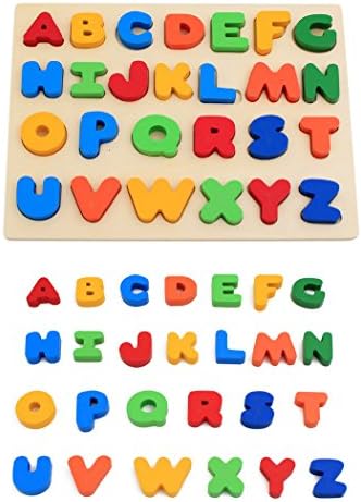 KanCai Kids Wooden ABC Uppercase Alphabet Jigsaw Puzzle Board - early learning toys
