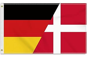 PETITE PINE Large 90 x 150 cm Germany Denmark Flag, Large 150D German Danish Friendship Banner, Durable Germany Flag Doube Side Print Decor Brass Eyelets Large Denmark