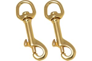 aufodara 2pcs Heavy Duty Swivel Solid Brass Snap Hook Key Ring Hook Clip Buckle for Dog Leashes, Dog Collars and Keychain (5#)