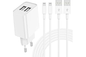 QGRHO iPhone Ladekabel mit Netzteil,Dual Port USB Ladegerät mit 2Pack Apple Original Lightning Kabel 1M [MFi Certified],Apple Ladeadapter Steckdose für iPhone 13/12/11 Pro/Mini/Max/XR/X/8 Plus/7/6S/SE,iPad