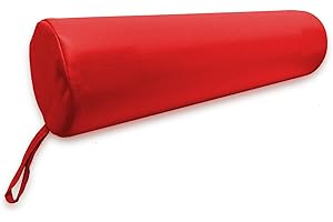 QUIRUMED Cojín Rodillo, 55 x 15 cm, color Rojo, Polipiel, Relleno de espuma, para Yoga, para Fitness, para Masaje