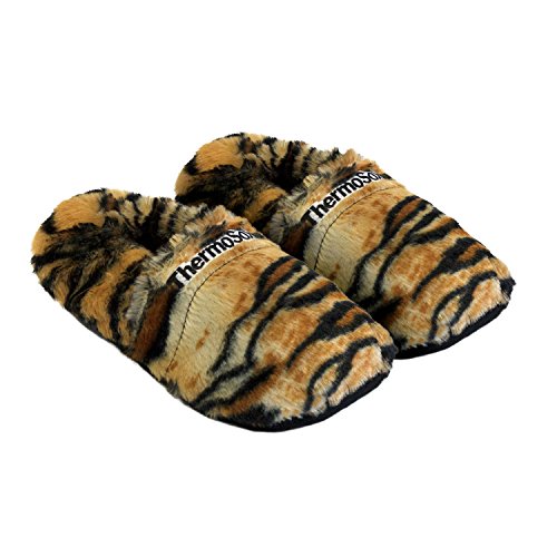 Preisvergleich Produktbild Thermo Sox aufheizbare Hausschuhe Für Mikrowelle und Ofen - Mikrowellenhausschuhe Wärmepantoffeln Wärmehausschuhe Wärmeschuhe Fußwärmer Supersoft, Farbe:Tiger, Größe:Gr.M 36-40