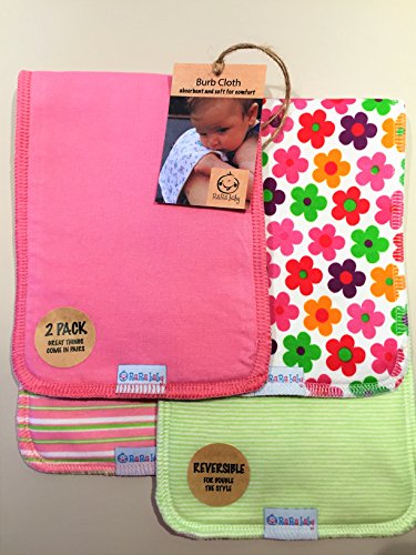 Reversible Burp Cloth, 2-Pack - Very soft and absorbent, handmade in Europe, Perfect Newborn Gift
