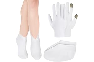 BUTBU kit de gants Chaussette Hydratants en coton, Gants/Chaussette pour Écran Tactile pour femme et homme, Gloves de Protection Contre l'eczéma, pour eczéma peau sèche sensible et irritée, beauté
