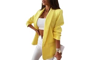 shownicer Blazer Donna Elegante Manica Lunga Scollo a V Giacca Moda ClassicoTintura per Cravatta Giacche Casual Ufficio Business Cardigan Cappotti