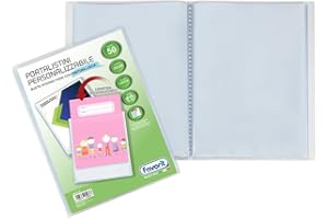 Favorit, Portalistini Personalizzabile, 50 Buste Lisce, Tasca Frontale, 22 x 30cm, Trasparente
