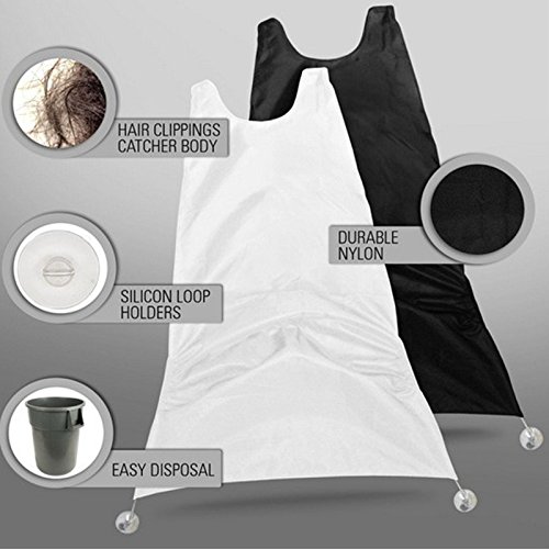 Yoofor Bart Schürze Sammeln Tuch Bib für saubere Rasuren und Bartpflege Mit Bart Styling Tool Bart Schablone und Bartkamm Bart Rasieren Vorlage Werkzeug,Gute Geschenk für Männer (Weiß + Schwarz) - 4