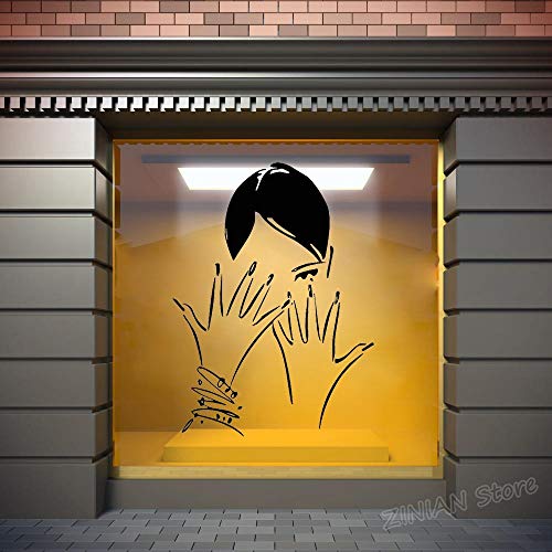 Preisvergleich Produktbild Mädchen Zimmer Wandtattoo Schlafzimmer Wohnkultur Nagelstudio Zeichen Fenster Aufkleber Maniküre Pediküre Schönheitssalon Wanddekoration 42X57CM