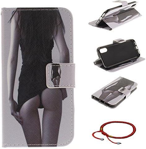 iPhone X Ultrathin PU Leather Flip Cover Pattern, GOCDLJ Cell Phone Case for iPhone X Cell Phone Slim Protective Case Anti Scratch Bumper Cover Wallet Fully Protective Build in Stand Function Folio Book Style with Magnetic Holder Cash Pocket ID Card Slots Pouch Soft Silicone Backcover Backside Shell Artificial Sleeve + Chinese Style Red Bracelets Design Sexy Girls