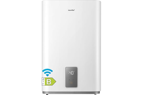 COMFEE' CWH15ED1380EUW Chauff-eau électrique mural 80L, Accumulation sous évier, Compact et facile à installer, Contrôle vocal, Connection Wi-Fi, Contrôle à distance par APP, Blanc