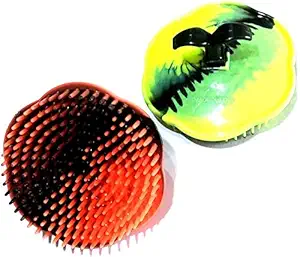 Portable Pocket Hair Comb Set of Fingers Small Round Hair Brush Shampoo Brush Scalp Massage Comb (Pack of 1) Size 8/5 cm, Multicolour