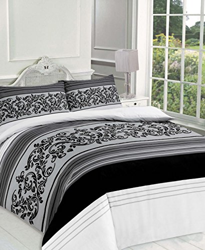 Goldstar® Eden Black Super King Size Duvet Quilt Cover With Pillow Case