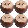 4pcs 40mm Height Dark Brown Eucalyptus Wood Round Bun Furniture Feet Sofa Cabinet Couch Legs