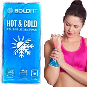 Boldfit Reusable Hot and Cold Ice Pack for Pain Relief for Injuries Ice Pack Gel for Pain Relief Cold Ice Gel Pack for Shoulders, Knee, Back, Neck Hot Compression Gel Pack for Pain Relief -Transparent