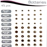 Great Ideas Knopfzellen / Uhrbatterien LR44, LR41, LR1130, LR621, LR43, LR626, 45 Teile Vorteilspack