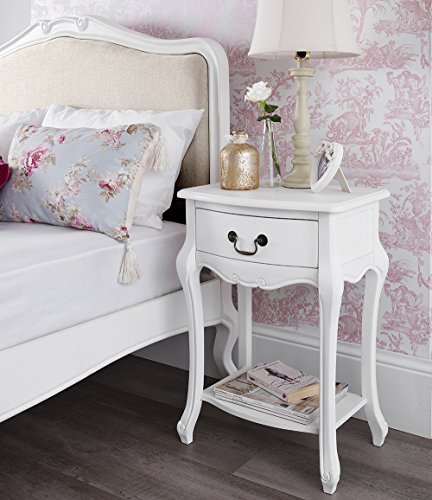 Juliette Shabby Chic Antique White Bedside Table French Bedside