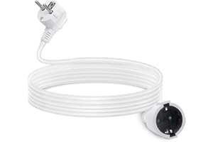 Aigostar - Przedłużacz 5 metrów, do 3680 W, ochrona dzieci, wtyczka 16A/250 V, gniazdo zasilania 2P+E, kabel typu H05VV-F 3G1.5mm², biały