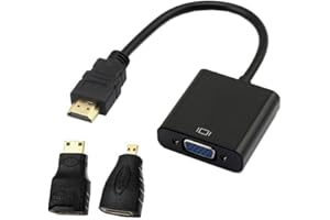 chenyang HDMI zu VGA Adapter, vergoldeter HDMI Stecker auf VGA Buchse Kabeladapter mit Micro/Mini-HDMI-Konverter für Computer, Desktop, Laptop, Monitor, Projektor