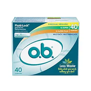 o.b. Tampons, Multi-Pack (18 Regular/12 Super/10 Super Plus), 40 ct