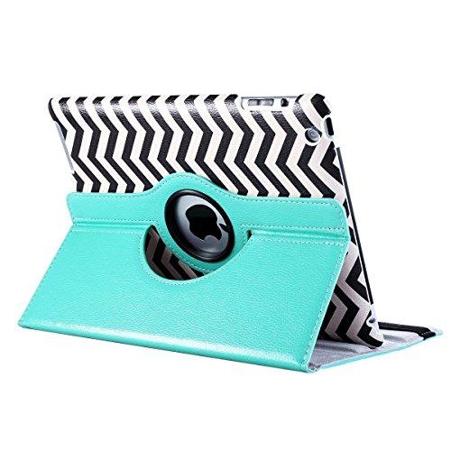 iPad 2 3 4 Hülle, ULAK iPad 2 Hülle 360 Grad Rotierend Stand Smart Cover Case Schutzhülle Tasche Etui mit Auto Schlaf / Wach Funktion für Apple iPad 2 3 4 (Welle-Blau/Schwarz) - 8