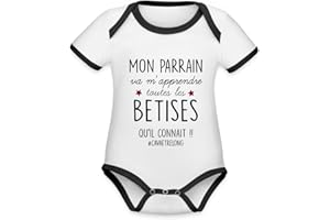 Spreadshirt Parrain Va M'Apprendre Les Bêtises Body Bébé Bio Manches Courtes