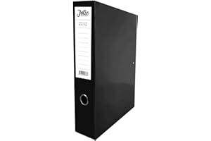 JOTIE Box File with Lock Spring Ring Pull & Catch Glossy Finish 75mm Spine Ideal Document Organiser for Office School Paperwork Storage Foolscap Box Files Black