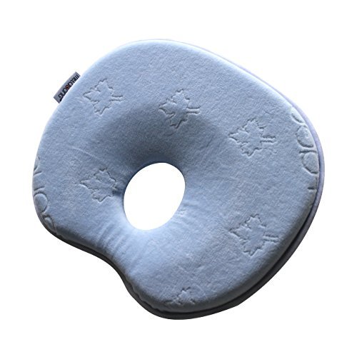 MITTAGONG Infant Headrest Prevent Flat Round Memory Foam Baby Pillow,Print Blue