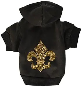 Mirage Pet Products 8-Inch Gold Fleur De Lis Hoodie, X-Small, Black