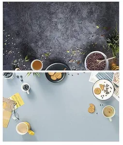 SAVIAURA 1 Sheet 2 in 1 3D Flat Lay Tabletop Double-Sided Photography Backdrop Photo Studio Flatlay Background PVC Wrinkle-Free for Small Product Shoot (Food Items Pattern)