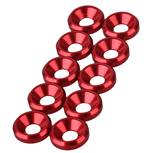 BQLZR Rojo avellanadora de aluminio anodizado, M3 3 mm arandelas Standoff Espaciador para 1: 10 RC coche en carretera Drift Pack de 10