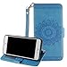 Produktbild Neu Design für Apple iPhone 7 Plus Plus Hülle,Relief Mandala Serie 3-in1 Bunt Leder hülle,Leder PU Lederhülle Muster Pattern Flip Hülle Case Bookstyle Cover Schale Standfunktion Etui Schutzhülle Tasche Credit Card Slots Wallet Case Leder Tasche Schutzhülle[Blau]