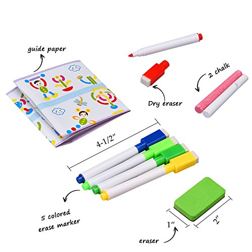 Innocheer Wooden Magnetic Puzzles, Letters/Numbers/Shape 110 Pieces with 5 Colored Dry Erase Markers Set - Learning & Educational Game Toy for Kids