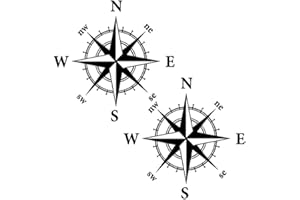 LUPSTY 2 Pcs Compass Car Stickers Waterproof Vinyl Decals for All Motorhome Truck Van Car Bumper Decal 15cm*15cm Matt Black