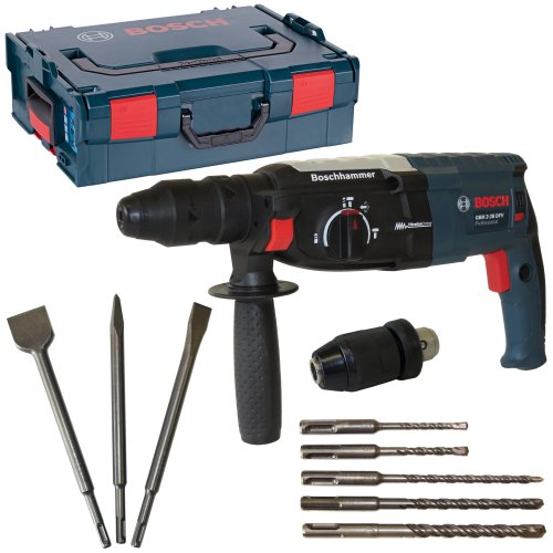 Bosch Bohr-und Meißelhammer SDS-Plus GBH 2-28 DFV 850W 3J in der L-Boxx Gr. 2 + SDS Plus Bohrersatz 5tlg + SDS-Plus Meisselset 3tlg. Spitz-, Flach- und Fließenmeißel PROMOTION