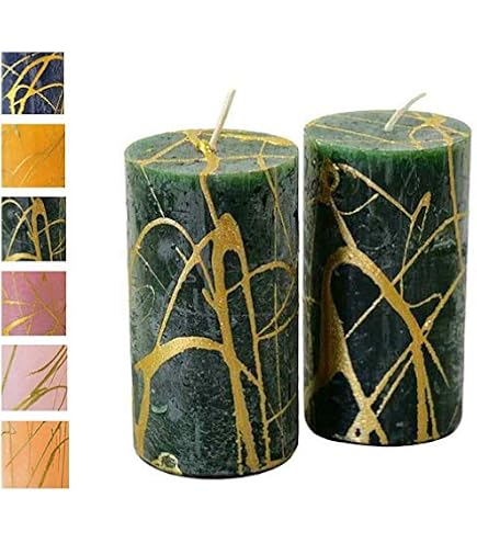 Aquarell-Kerze „Evergreen Trees“ – Stumpenkerze Mit Wald-Design, 35h Brenndauer, Als Windlicht Wiederverwendbar