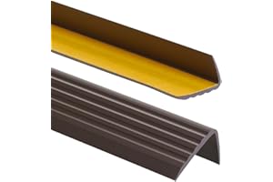 PROFIPVC Nez de marche profil d’angle PVC autoadhésif 41x25mm antidérapant, d'escalier-protection, bande de bordure, 80cm, Brun Foncé