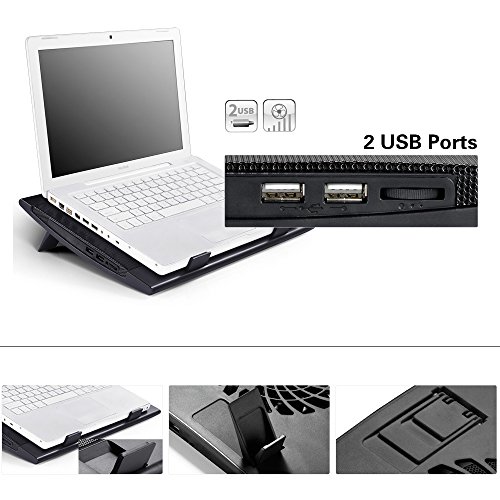 DEEPCOOL Wind Pal Fs Laptop Cooling Pad Zwei 140 mm Lüfter Zwei Betrachtungswinkel 2 USB-Ports Notebook-Kühler - 6