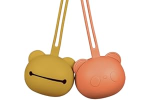 Airfish Silikon Schnullerbox 2 Pack, BPA-freie Babybären-Schnullertasche, Silikon hülle für Baby-Reiseschnuller, Schnulleraufbewahrung Box Schnullerhalter für Mädchen Junge-Orange und Gelb
