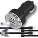 Produktbild iTALKonline KangerTech DripBox Kit Schwarz Raschen 2000 mAh Kompakte Einschuss DOPPEL Kleine schnelle Reisen DC 12V / 24V Auto Ladegerät USB Adapter mit 2 x 1 Meter flachen Daten Sync PC Laptop Ladekabel
