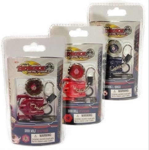 NEW BEYBLADE METAL FUSION TOP KEYCHAIN / KEYRING- you buy 3 assorted